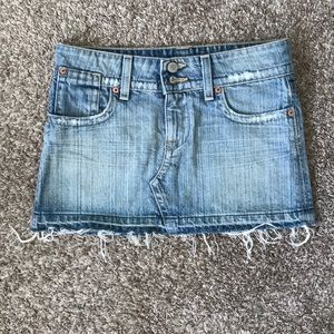 Hudson Denim Distressed Mini Skirt with Frayed Hem